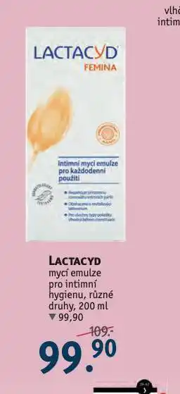 Rossmann Lactacyd intimní mycí emulze nabídka