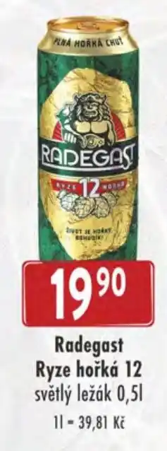 Qanto Radegast Ryze hořká 12 světlý ležák 0,5L nabídka
