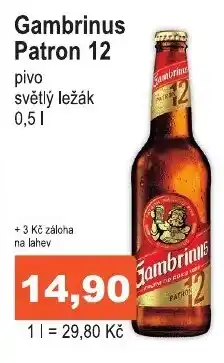 Gambrinus Patron 12 pivo světlý ležák 0,5L
