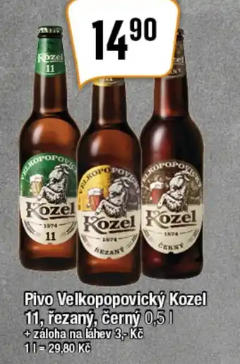 Pivo Velkopopovický Kozel 11, řezaný, černý 0,5 L