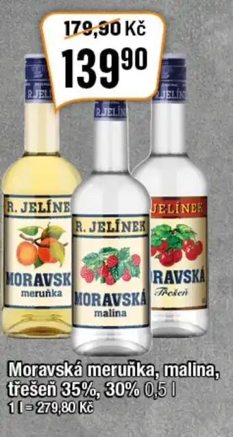 Moravská meruňka, malina, třešeň 35%, 30% 0,5 L