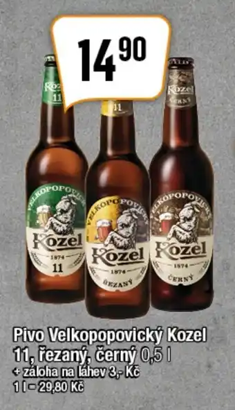 Pivo Velkopopovický Kozel 11, řezaný, černý 0,5 L