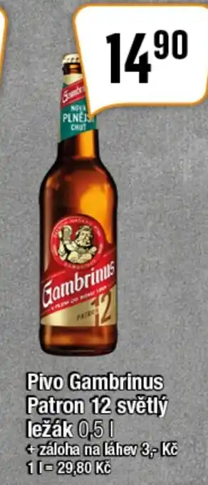 TEMPO Pivo Gambrinus Patron 12 světlý ležák 0,5 L nabídka