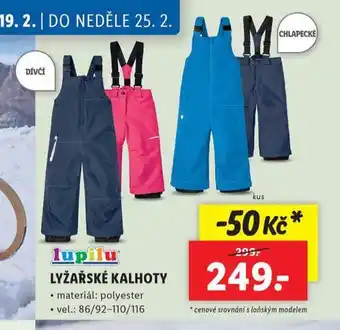 Lidl Dětské lyžařské kalhoty nabídka