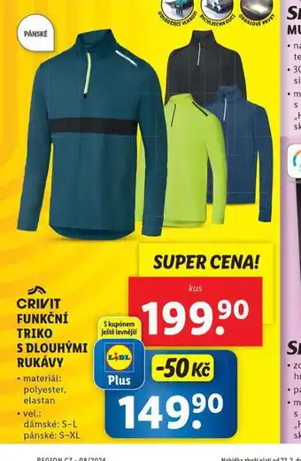 Pánské funkční triko s dlouhými rukávy