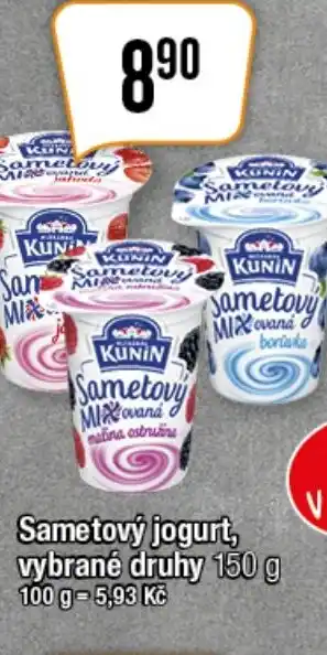 Sametový jogurt, vybrané druhy 150 g