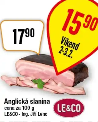 TEMPO Anglická slanina cena za 100 g nabídka