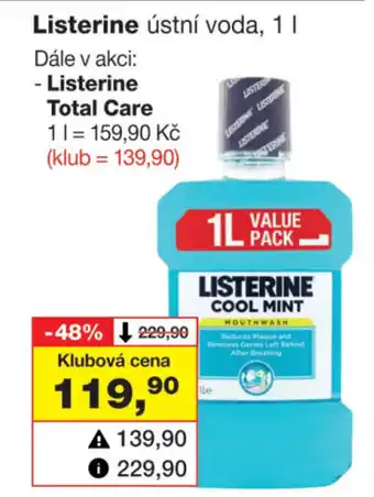 Barvy a laky drogerie Listerine ústní voda, 1 L nabídka