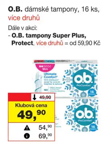 Barvy a laky drogerie O.B. dámské tampony, 16 ks nabídka