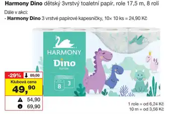 Barvy a laky drogerie Harmony Dino dětský 3vrstvý toaletní papír, role 17,5 m, 8 rolí nabídka