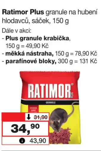 Ratimor Plus granule na hubení hlodavců, sáček, 150 g