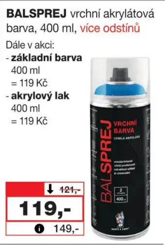 Barvy a laky drogerie BALSPREJ vrchní akrylátová barva, 400 ml, více odstínů nabídka
