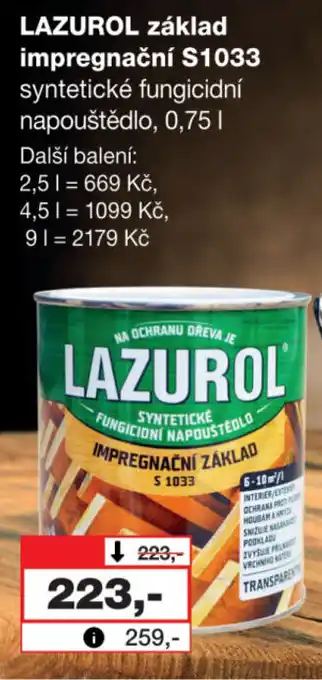 Barvy a laky drogerie LAZUROL základ impregnační S1033 nabídka