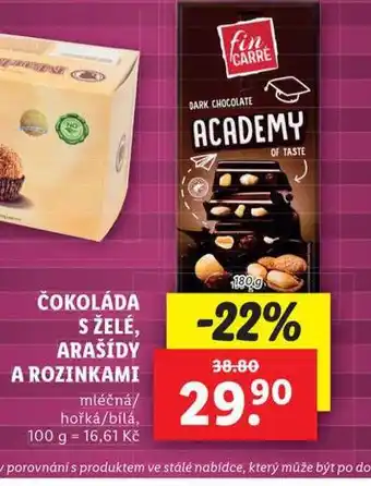 Lidl Čokoláda s želé, arašídy a rozinkami nabídka