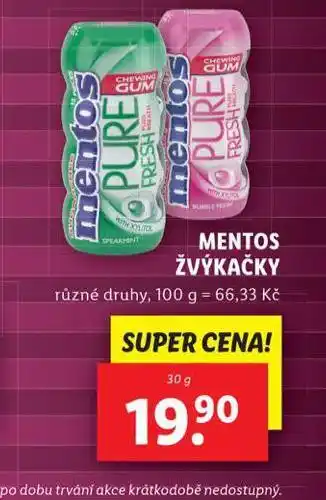 Lidl Mentos žvýkačky nabídka