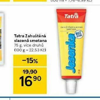 Tesco Tatra zahuštěná slazená smetana nabídka