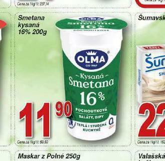 Lidl Olma smetana kysaná 16% nabídka