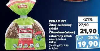 Kaufland PENAM FIT Žitný celozrnný chléb/ Žitnoslunečnicový celozrnný chléb nabídka