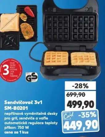 Kaufland Sendvičovač 3v1 SM-B0201 nabídka