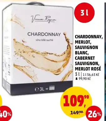 Penny Market CHARDONNAY, MERLOT, SAUVIGNON BLANC, CABERNET SAUVIGNON, MERLOT ROSÉ nabídka