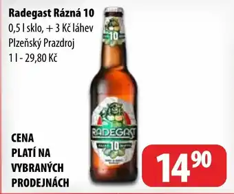 Partner Maloobchodní síť Radegast Rázná 10 0,5L nabídka