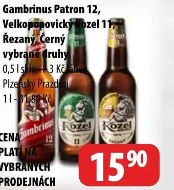 Partner Maloobchodní síť Gambrinus Patron 12, Velkopopovický Kozel 11, Řezaný, Černý 0.5L nabídka