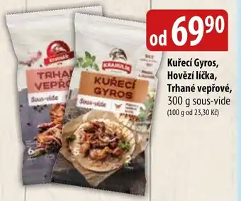 Bala Kuřecí Gyros, Hovězí líčka, Trhané vepřové, nabídka