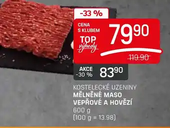 KOSTELECKÉ UZENINY MĚLNĚNÉ MASO VEPŘOVÉ A HOVĚZÍ