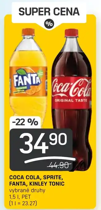 Flop COCA COLA, SPRITE, FANTA, KINLEY TONIC 1.5L nabídka