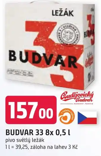 Trefa BUDVAR 33 8x 0,5 L nabídka