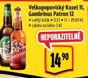 Albert Velkopopovický Kozel 11, Gambrinus Patron 12 nabídka