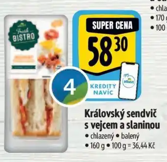 Albert Královský sendvič s vejcem a slaninou nabídka