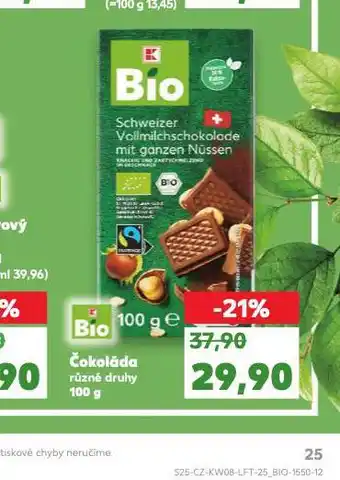 Kaufland Bio čokoláda nabídka