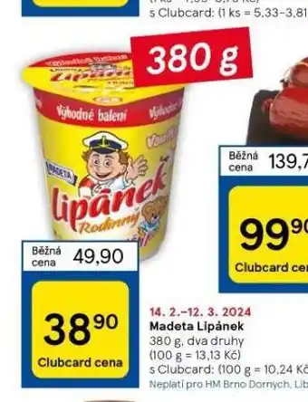 Tesco Madeta lipánek nabídka