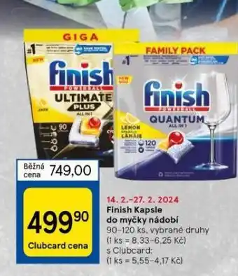 Tesco Finish kapsle do myčky nádobí nabídka