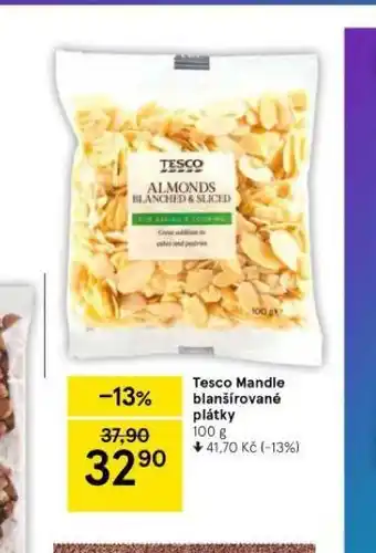 Tesco Tesco mandle blanšírované plátky nabídka