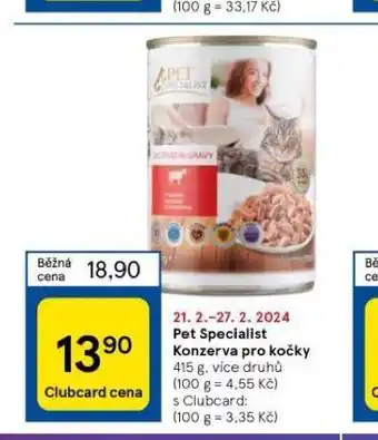 Tesco Pet specialist konzerva pro kočky nabídka