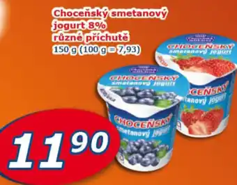 Choceňský smetanový jogurt 8% různé příchutě