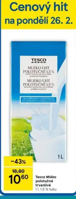 Tesco Tesco Mléko polotučné trvanlivé nabídka