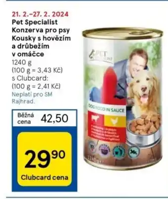 Tesco Pet Specialist Konzerva pro psy Kousky s hovězím a drůbežím v omáčce nabídka
