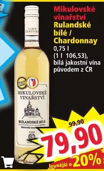 Norma Mikulovské vinařství Rulandské bílé / Chardonnay nabídka