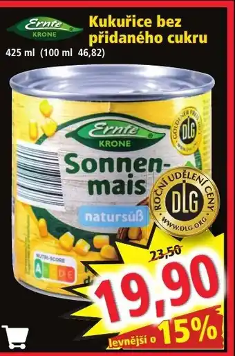 Kukuřice bez přidaného cukru