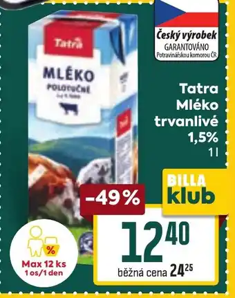 Billa Tatra Mléko trvanlivé 1,5% nabídka