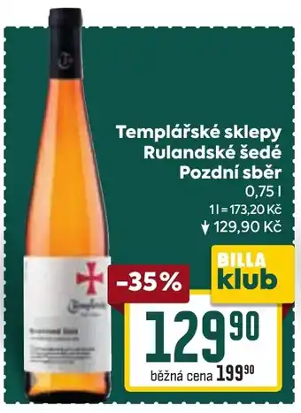 Billa Templářské sklepy Rulandské šedé Pozdní sběr nabídka