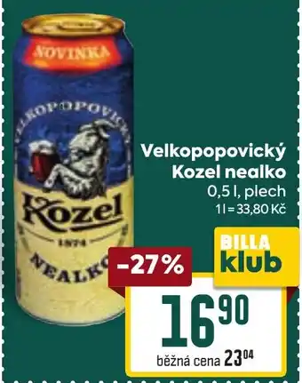 Billa Velkopopovický Kozel nealko nabídka