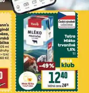 Billa Trvanlivé mléko 1,5% nabídka