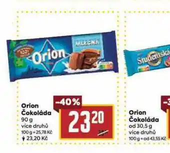 Billa Orion čokoláda nabídka