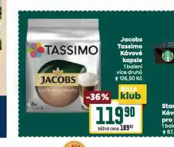 Billa Jacobs tassimo kávové kapsle nabídka