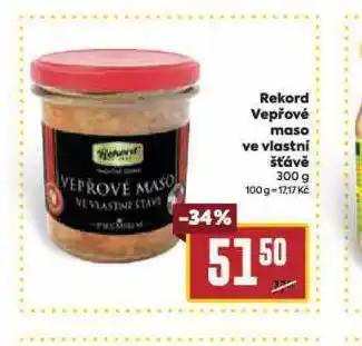 Billa Rekord vepřové maso ve vlastní šťávě nabídka