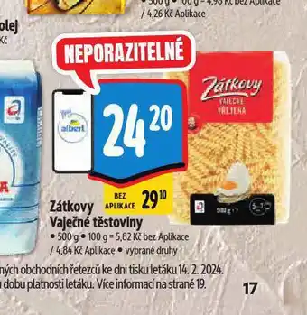 Albert Zátkovy vaječné těstoviny nabídka